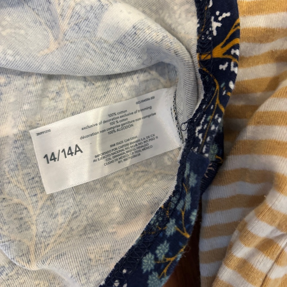 Carter’s sz 14 Pajama set- 2 tops /2 bottoms - Picture 6 of 7